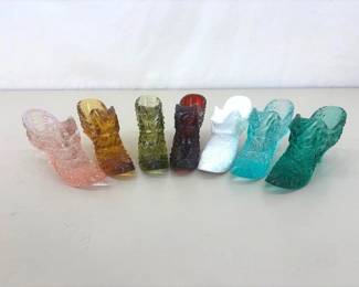 7 Fenton Glass Shoe Figurines
