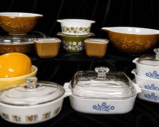 Vintage PYREX, Corning Ware, and Glasbake Mixing Bowl Casserole Lot