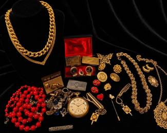 Vintage Costume Jewelry Lot Trifari Monet Givenchy Dante Volcano Cufflinks