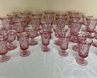 Vintage Pink Depression Glass Goblets Dessert Cups 30pc Set