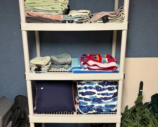 Storage Shelves, Linens, Christmas Tree