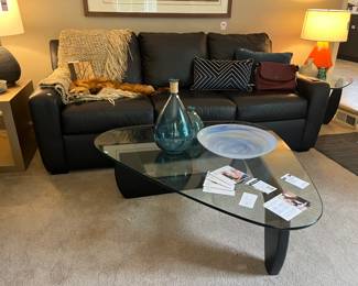 Triangular Coffee Table, American Leather "Carson" Couch