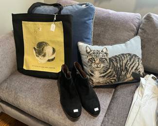 Cat Cross Stitch Pillow, Shoes