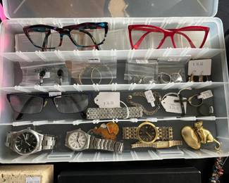 Glasses, Watches, Sterling Earrings