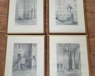 Signed ANDREY AVINOFF Cathedral of Learning Sketches