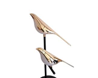 Gold Bird Duo Table Lamp with Black Metal Stand