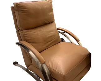 Modern Leather Recliner Chair with Chrome Base