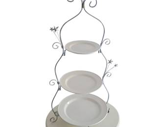3-Tier Silver Star Decorative Plate Stand