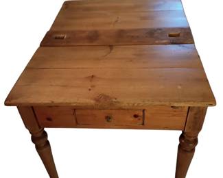 Antique Pine Farm Table with Drawer and 4 - 1870s French wicker chairs
