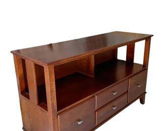 Cherry Finish Solid Wood Console with Drawers