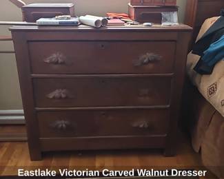 Eastlake Victorian Carved Walnut Dresser