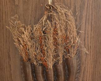 Vintage Decorative Dried Flower Arrangement with Brass Griffin Handle