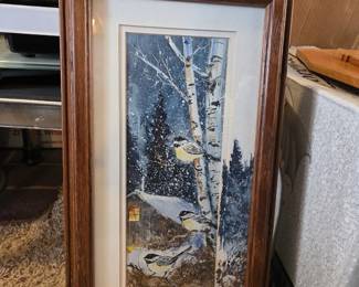 Winter Chickadees Watercolor Painting by Russ Hyerston