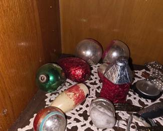 Assorted Vintage Mercury Glass Christmas Ornaments