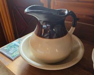 Vintage McCoy Pottery Pitcher and Wash Basin Set