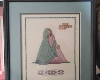 Framed CrossStitch Artwork  Abstract Geometric Design