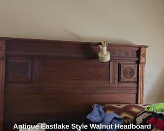 Antique Eastlake Style Walnut Headboard second image