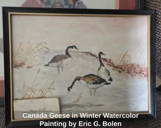 Canada Geese in Winter Watercolor Painting by Eric G. Bolen