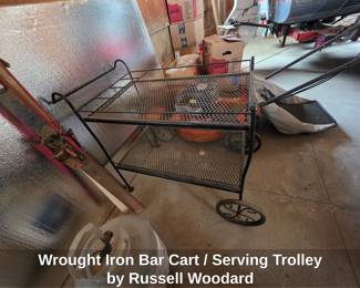 Wrought Iron Bar Cart or Serving Trolley by Russell Woodard
