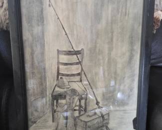 Charcoal Drawing of Fishing Gear