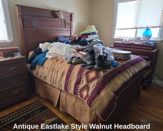 Antique Eastlake Style Walnut Headboard