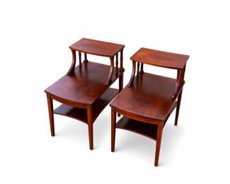 22 VintageMersmanMahoganyStepEndTablesPair