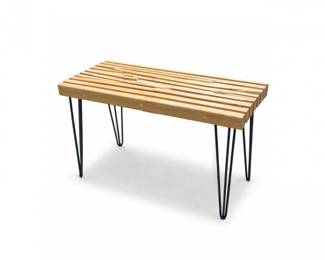 69 ModernSlattedWoodBenchConsoleTablewHairpinLegs