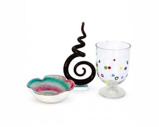 30 MuranoArtGlassLotMillefioriGobletSculpture