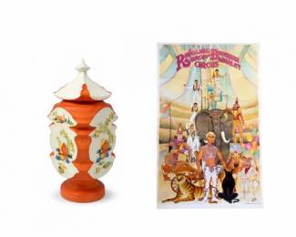 28 1977LargeRinglingCircusPosterandVintageGingerPottery