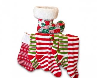 67 VintageHandmadePaperMacheSantaBootStockings