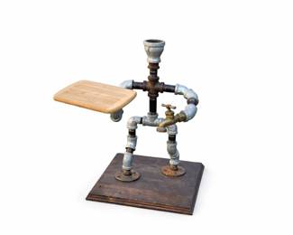 32 IndustrialPipeTablewWoodSideShelf