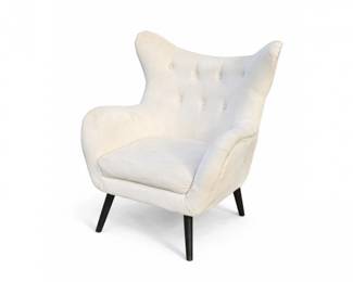 71 MidCenturyModernTuftedAccentChairSculpturalWingbackStyle