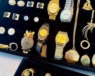 Vintage cufflinks and men's watches