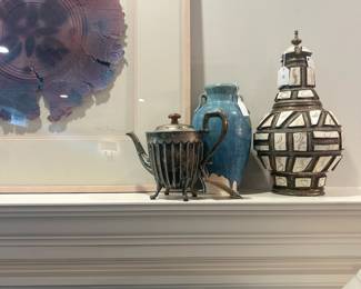 Moroccan urn, antique British Colonial teapot