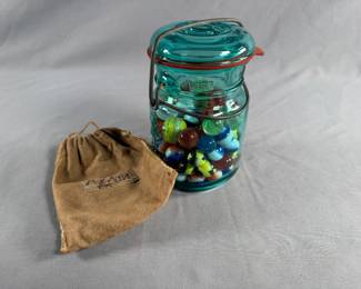 Marbles in collectible ball jars