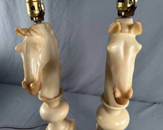 Italian marble Knight lamps - Rare!
