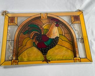 Rooster stained glass style art