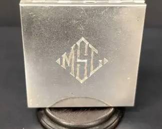 PM036 Vintage Volupte Silver Monogrammed Powder Compact