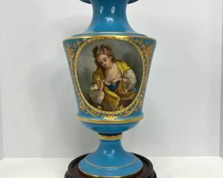 PM003 Antique French SevresStyle Porcelain Vase Bleu Celeste
