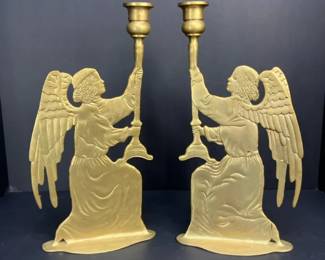 PM016 Brass Angel Candle Holders