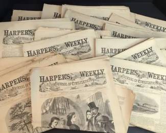 PM051 Antique Harpers Weekly Journal of Civilization Newspapers