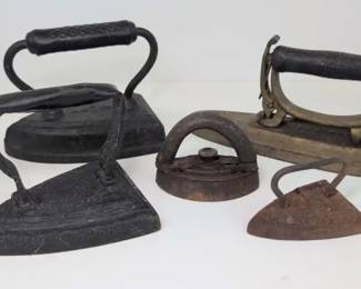 JM004 Set of 5 Antique Cast Iron Sad Irons