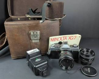 MD012 Minolta XG7, Flash Unit, 50mm and 28mm Lenses