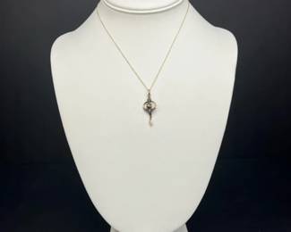 PM008 Antique Diamond and Opal Pendant Necklace