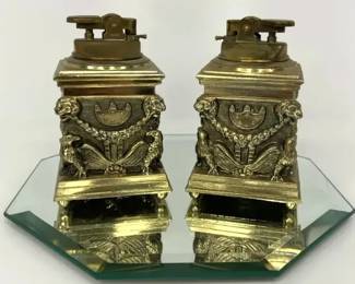 PM012 Pair of MCM Federal Eagle Metal Table Lighters