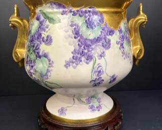 PM002 Antique French Limoges Porcelain Jardiniere