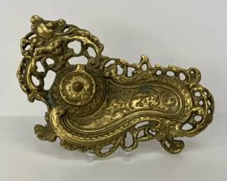 PM019 Footed Brass Inkwell