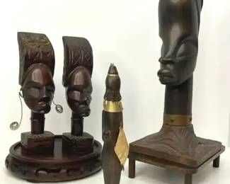 PM010 Vintage African Wooden Hand Carved Statue Collection