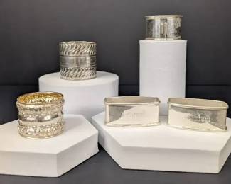 PM037 Vintage Silver Monogrammed Napkin Ring Collection