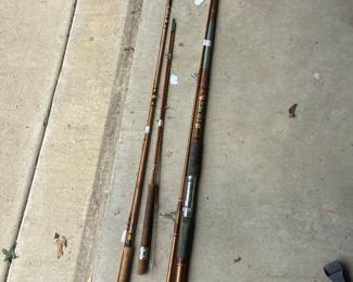 Olympic 12-2 surf rod, Betts Flyrod (belived to be bamboo, Shakespearre fly rod).